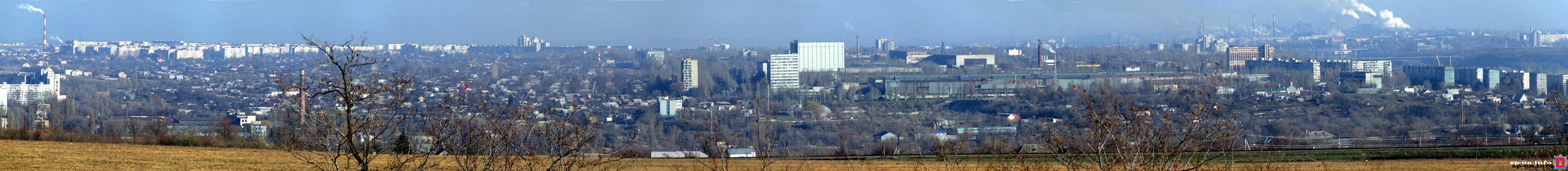 Панорама Запорожья с возвышенности на западе города